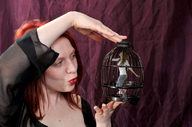 collage pet red_hair shrunken_woman entrapment captured caged