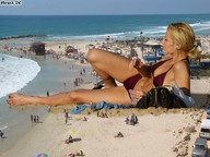 giantess feet blonde swimsuit beach barefoot ocean legs sand shrunk_dc paris_hilton pedicure
