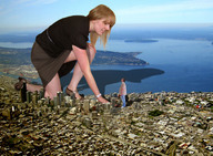 giantess collage city mega blonde giant business_woman