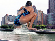 giantess collage city black_hair swimsuit water wet pjohn21 behind_view