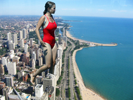 collage city mega black_hair swimsuit beach ocean sunny coastline