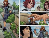drawing giantess city mega comic color handheld skirt anime brunette uniform water_tower