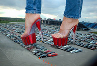 giantess feet high_heels vehicles platforms vehicle_crush