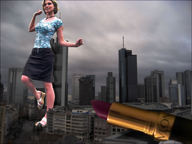 giantess collage city blonde skirt lipstick grey_clouds