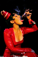 giantess collage tongue shrunken_men smoking shrunken_man imminent_vore no_background square_cut heavy_eyeshadow