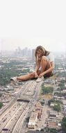 giantess collage city blonde traffic sitting shorts vortex_gts trainers white_top
