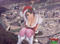 city color sitting tnybob giantess_drawing christmas_outfit