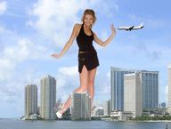 giantess collage city blonde destruction skirt high_heels airplane