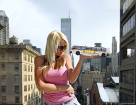 giantess collage city blonde amy wonderslug sunglasses holding_vehicle