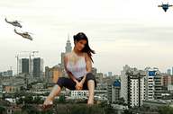 giantess collage city mega large_breasts helicopter brunette sitting denise_milani