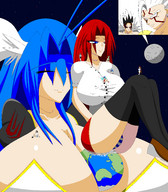breasts drawing panties giga color butt destruction planet butt_crush anime multiple_sizes giantesses between_breasts
