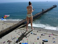 giantess swimsuit beach ocean shrunken_people crlvr pier behind_view