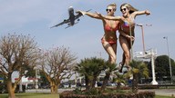 giantess collage swimsuit airplane reaching jr jets sunglasses giantesses airport sisters jessica_hart ashley_hart