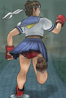 drawing color blood gore uniform naigo unaware shrunken_people stuck_to_butt