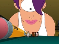 breasts drawing gentle giantess black_hair color robot purple_hair asian shrunken_men shrunken_people shrunken_woman cartoon pencil leela futurama video tv bender amy_wong cyclops looking_at_tinies professor_farnsworth hermes_conrad