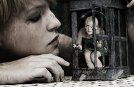 collage blonde short_hair hand shrunken_woman cage captured