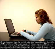 collage brunette story shrunken_men curly_hair business_man laptop jumper