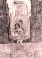 drawing nude unknown_artist shrunken_woman entrapment pencil_drawing