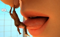 vore story lips shrunken_men close_up jessi_and_vicky tongue_play between_fingers hanging_on tiny_mk digital_render
