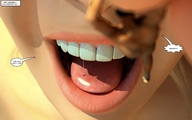 vore tongue teeth story lips shrunken_men shrunken_man close_up jessi_and_vicky hanging_on tiny_mk digital_render