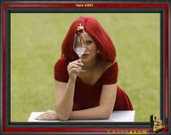 collage red_hair dress hand glass shrunken_woman looking_at_viewer lastcall41