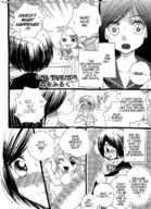 female manga monochrome clothed uniform shrunken_woman women girlfriends between_breasts