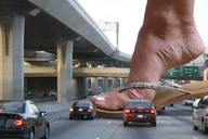 giantess collage feet mega cars unknown_artist sandals freeway flip_flops nail_polish