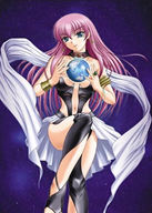 giantess giga space long_hair blue_eyes planet anime purple_hair goddess hand unknown_anime screen_capture