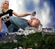 giantess collage feet blonde destruction soles jeans castle clouds sky trees