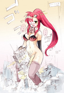 drawing giantess masturbation city mega color long_hair swimsuit destruction cleavage anime seo_tatsuya crotch_rub yoko building_sex yoko_littner red_hair
