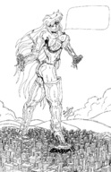 drawing giantess city mega comic destruction handheld gloves boots unknown_artist lineart english knee_high_boots