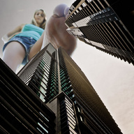 giantess collage city mega blonde long_hair barefoot soles low_angle unknown_artist skyscraper dirty_soles point_of_view adrianna_daniels denim_shorts