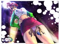 breasts drawing giantess panties mega upskirt space color large_breasts skirt green_eyes camel_toe red_hair ponytail bloo frankie_foster mac night jacket earrings top hanging_on hands_on_hips spotlights bryan_lobdell bare_legs fosters_home_for_imaginary_friends bare_midriff cartoon_network hair_pin