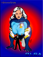 breasts drawing color huge_breasts shrunken_man all_fours