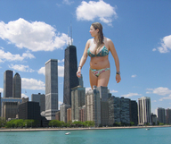collage city mega swimsuit water huge_breasts brunette clouds sky sunny wet_hair