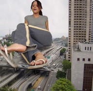 giantess collage feet city cars flip_flops sitting_on_highway car_under_toe