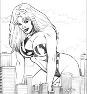 drawing giantess city mega monochrome anime giganta