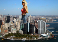 collage city blonde large_breasts long_hair jeans sunglasses looking_away