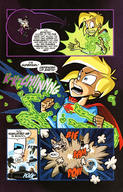 drawing giantess micro blonde comic color clothed supergirl magic chains cape dialogue imp dc_comics mr_mxyzptlk