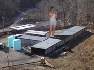 drawing giantess collage mega brunette short_hair shorts outdoors insetosonhador