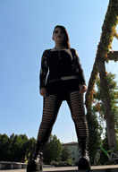 giantess black_hair long_hair boots outdoors gothic_girl gothic_giantess point_of_view ripped_clothing drsatana