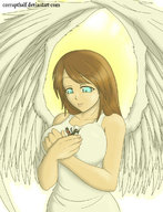 drawing gentle giantess furry angel color clothed handheld angle shrunken_men hand hugging cat_girl neko_witch_tiffany corruptking