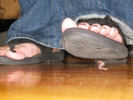 collage feet toes jeans shrunken_men sandals under_foot flip_flops raised_foot open_toe_shoes imminent_crush