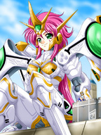 drawing giantess color armor mecha robot anime pink_hair shrunken_woman majin_go! super_robot_wars lune_zoldark valsione