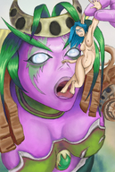 drawing giantess nude vore color handheld blue_hair unknown_artist hand painting pointed_ears