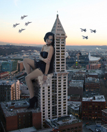 giantess crush collage feet city butt destruction butt_crush photograph sitting_on_building
