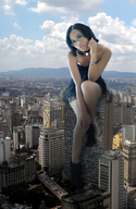 giantess collage feet city destruction butt_crush photograph sitting_on_building