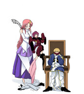 drawing color handheld shrunken lacus uniform shrunken_woman gundam_seed_destiny lunamaria cagali song