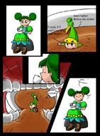 giantess vore green_hair sitting unaware coffee minish_cap farore no_background in_drink ezlo link_(the_legend_of_zelda)