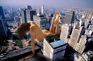 giantess collage nude city barefoot soles shrunken_people skyscraper streets vehicles buses tolik rooftop_view over_street